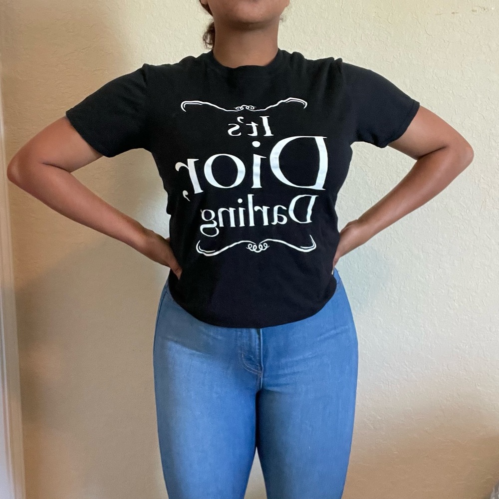 “It’s Dior Darling” black cotton casual exercise t shirt